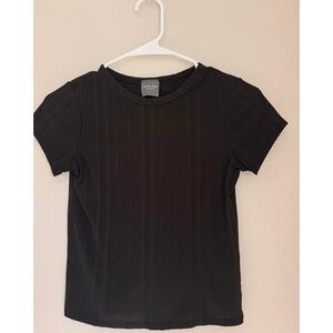 Olivia Rae Black Ribbed Baby Tee - Size XS 🖤